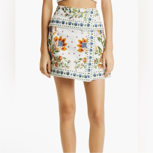 Farm Rio Summer Garden Embroidered Mini Skirt - Picture 1 of 6